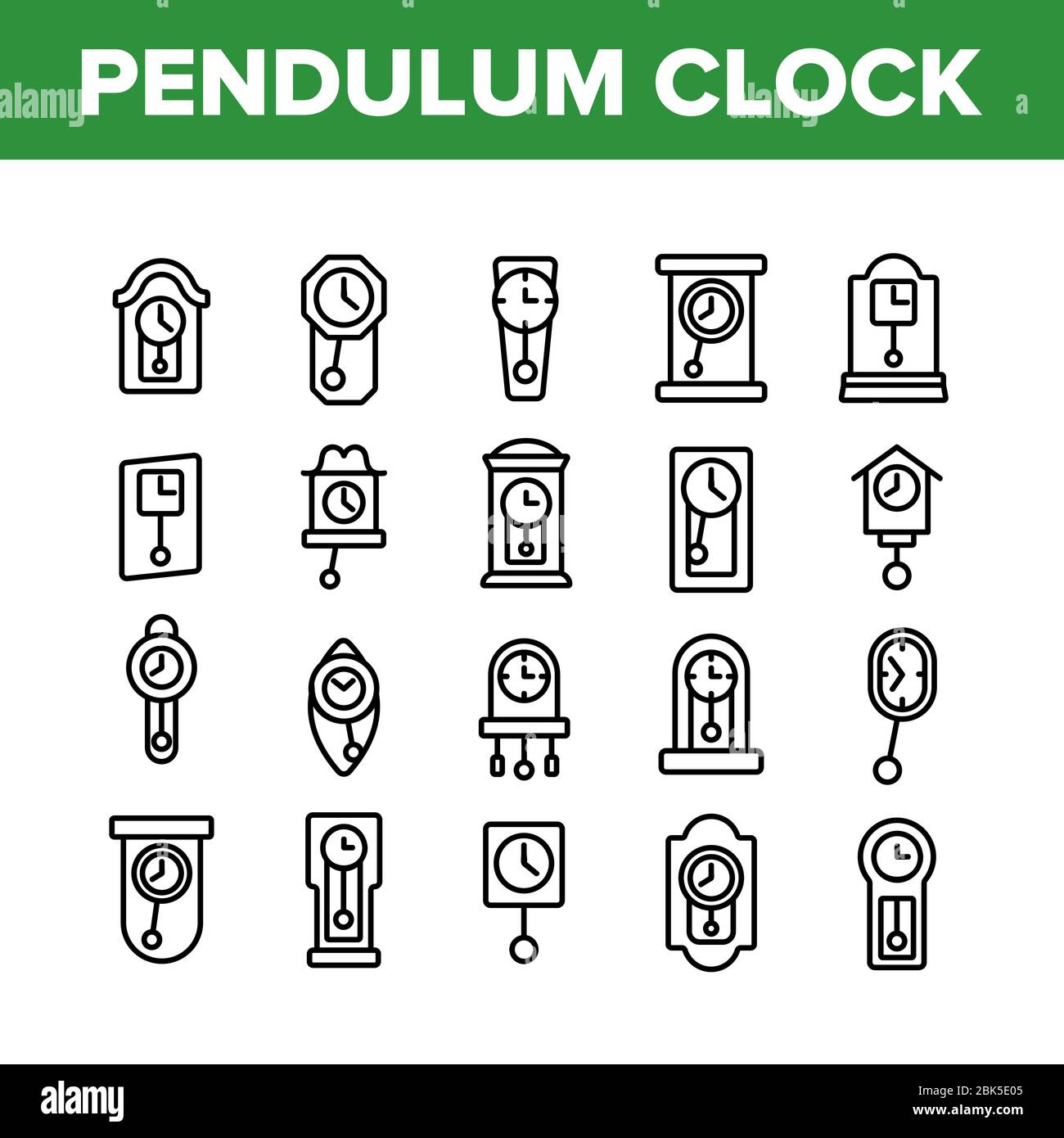 Pendulum Clock Device Collection Icons Set Vector Stock Vector Image ...