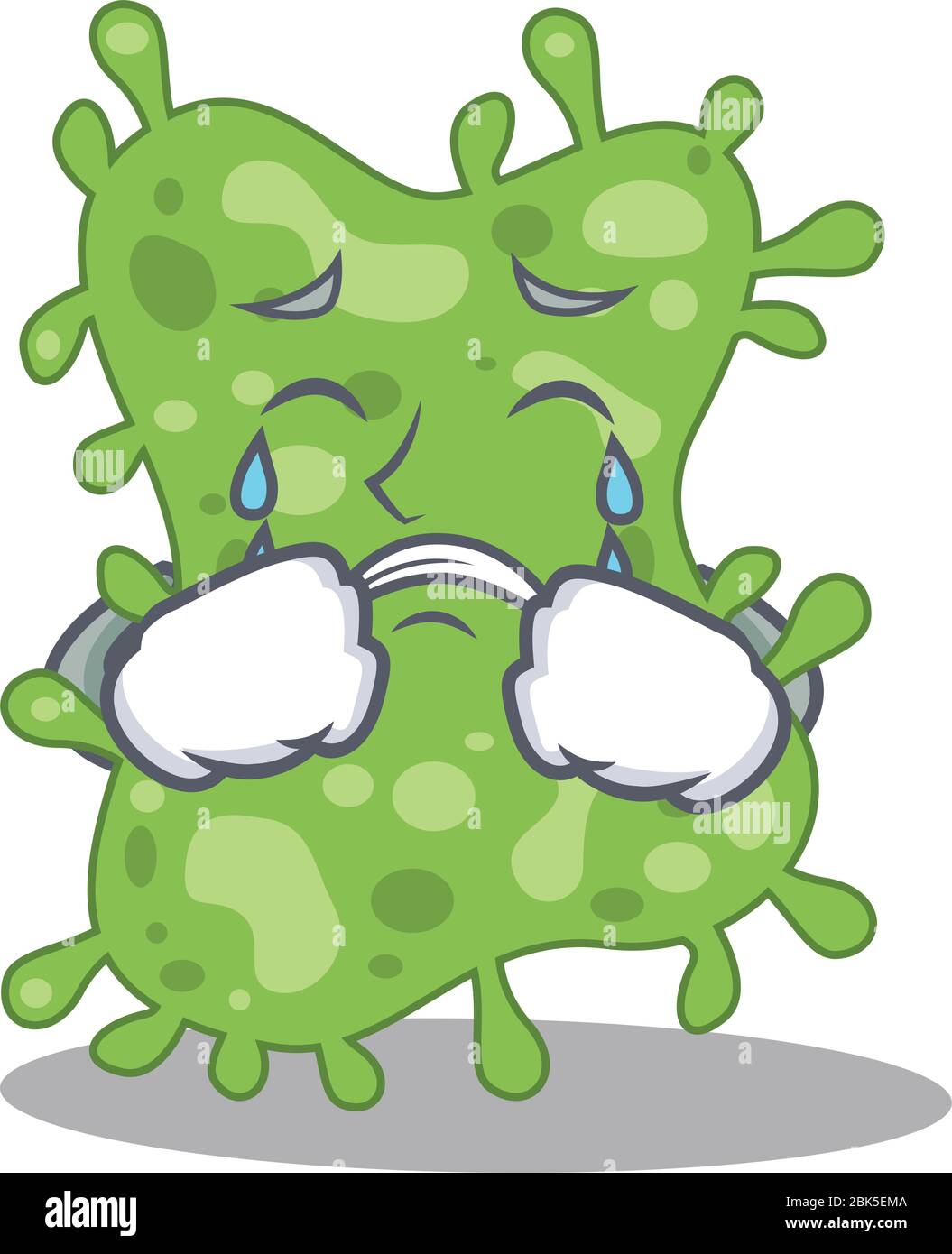 Cartoon character design of salmonella enterica with a crying face Stock Vector