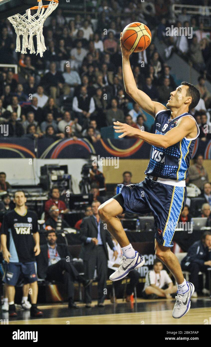 Pablo Prigioni. Argentina Basketball National Team. FIBA Americas Tournament, Mar del Plata 2011 Stock Photo