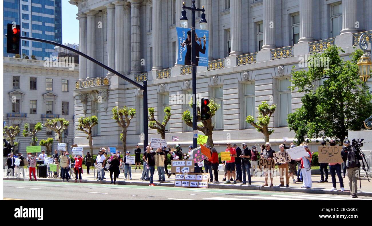 may day 2020 shelter in place protest city hal san francisco Stock Photo