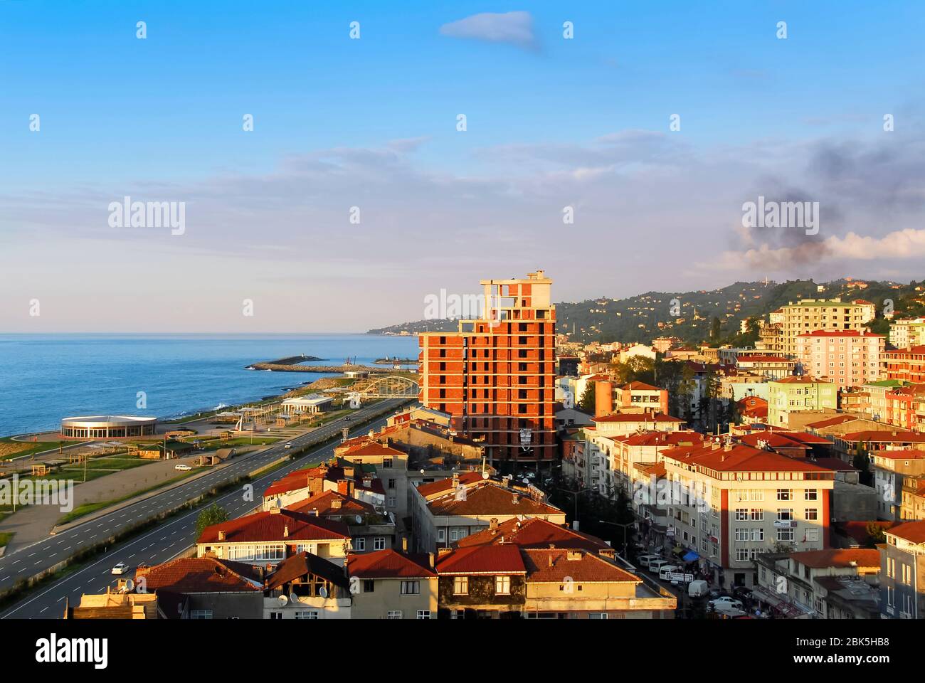 TRABZON, TURKEY - SEPTEMBER 24, 2009: City View, Buildings, Coastal Road, Black Sea. Of District Stock Photo