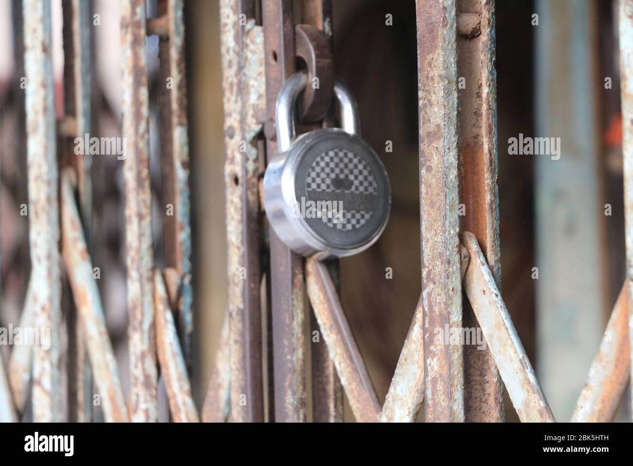 Image of close shutter and door are lock during lock down in India ...