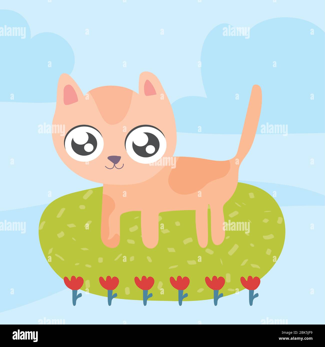 cute cat, animal in kawaii style vector illustration design Stock ...