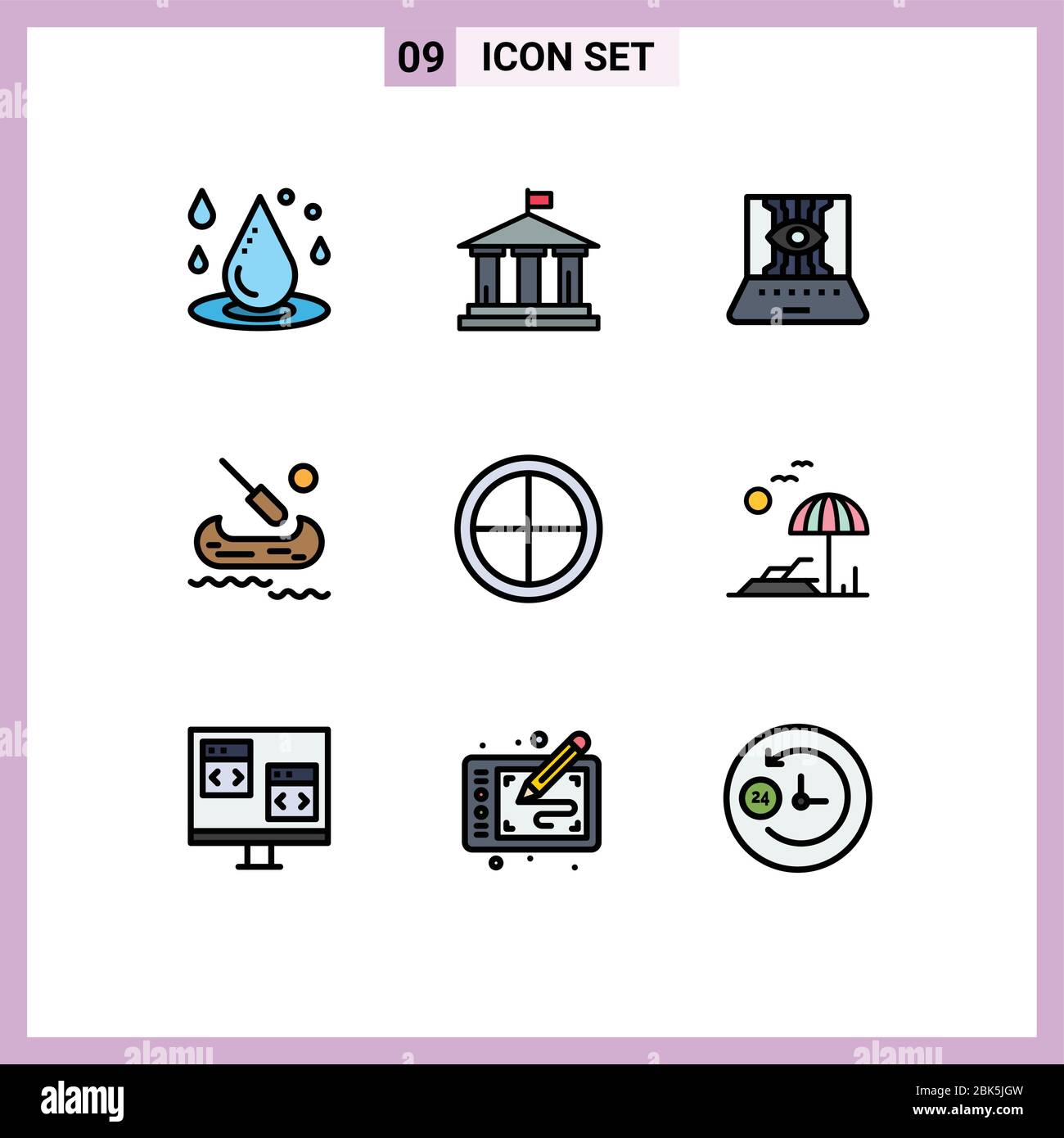 9 Creative Icons Modern Signs and Symbols of army, kayak, usa, boat, technic Editable Vector Design Elements Stock Vector