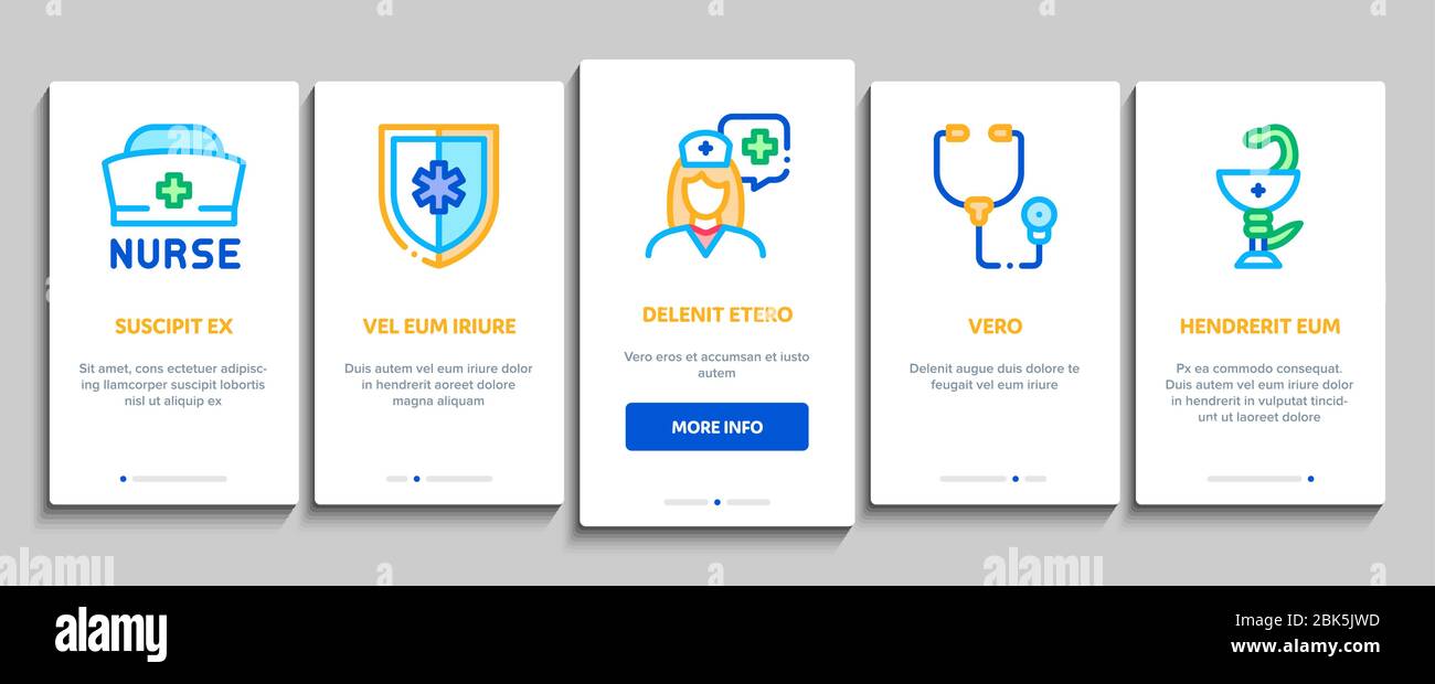 Nurse Medical Aid Onboarding Elements Icons Set Vector Stock Vector ...