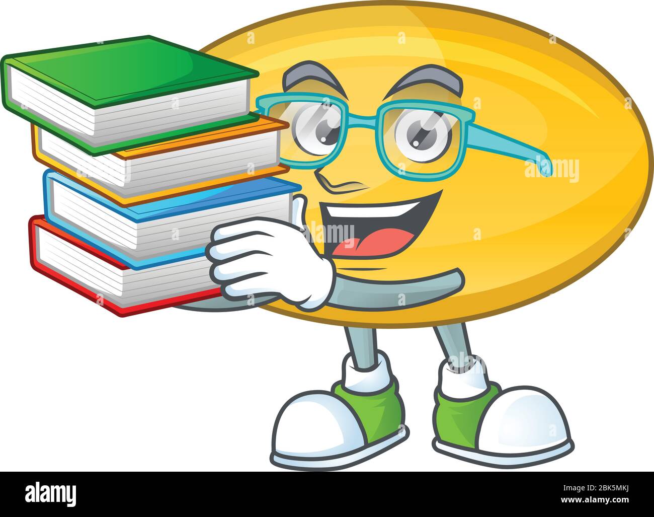A mascot design of oil capsule student character with book. Vector ...