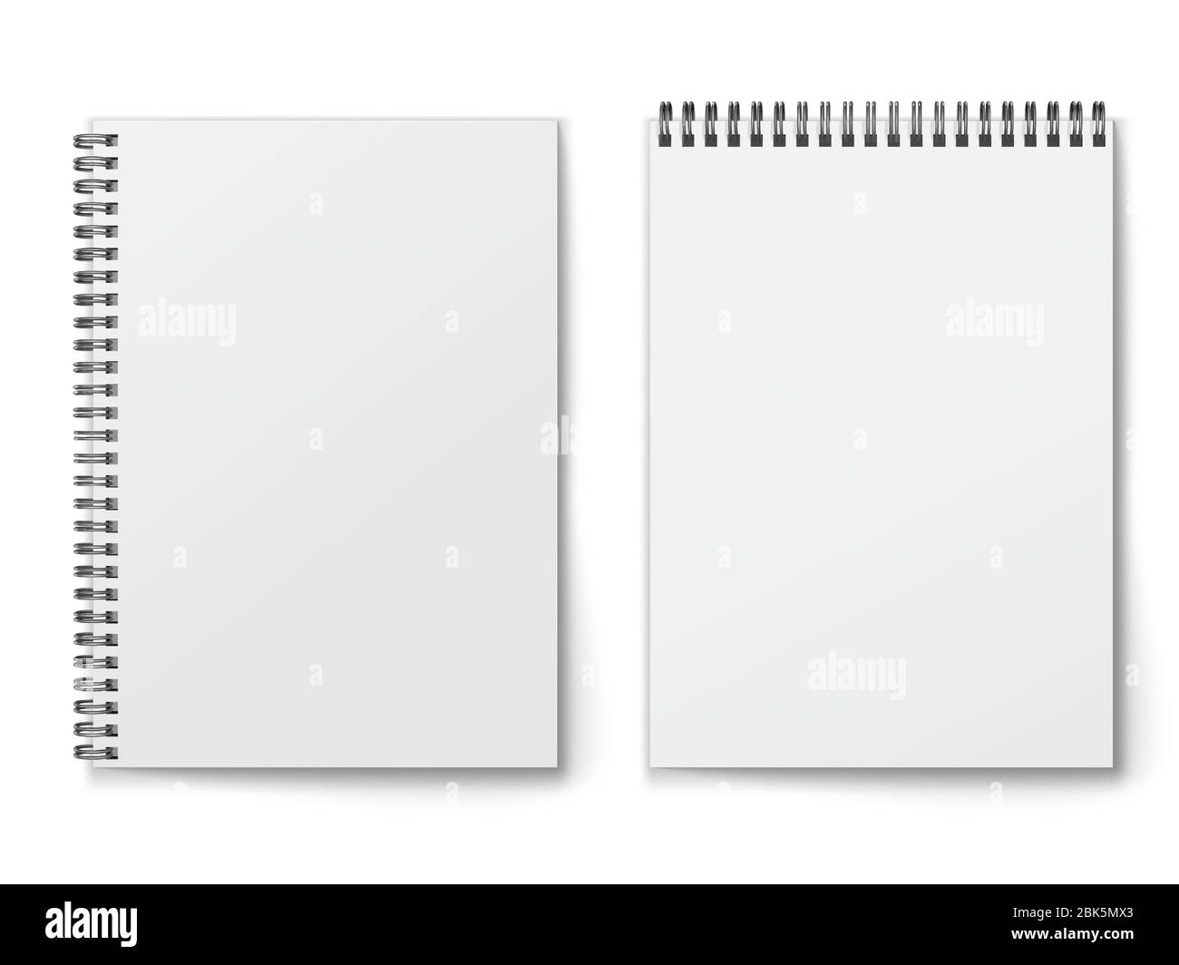 Blank closed realistic spiral notepad mockup isolated on white ...
