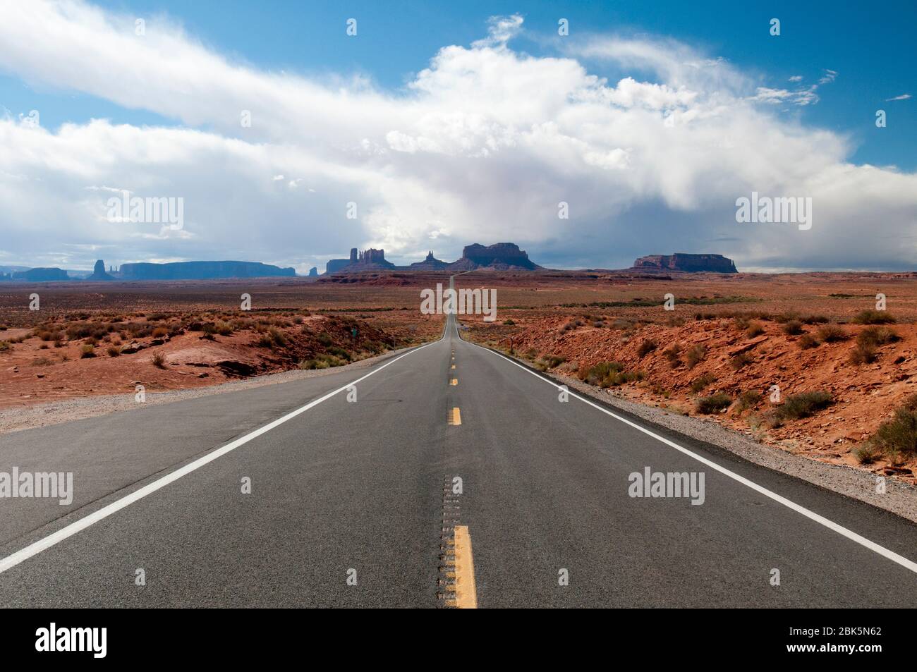 Iconic view of Monument Valley from US Highway 163 Stock Photo