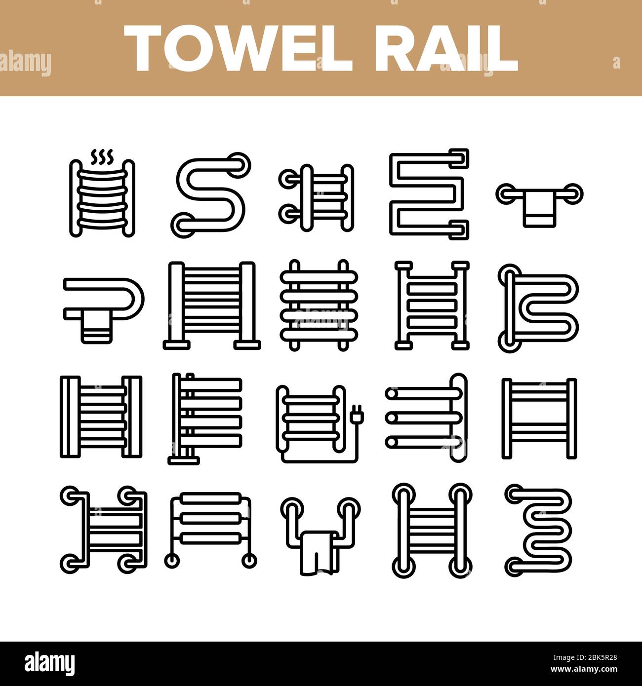 Heated Towel Rail Collection Icons Set Vector Stock Vector Image & Art ...