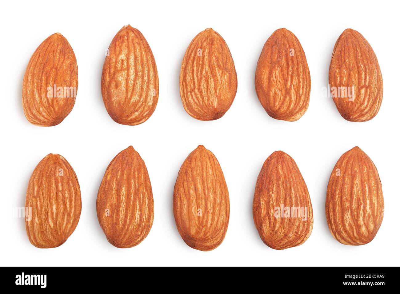 Almonds nuts isolated on white background with clipping path and full ...