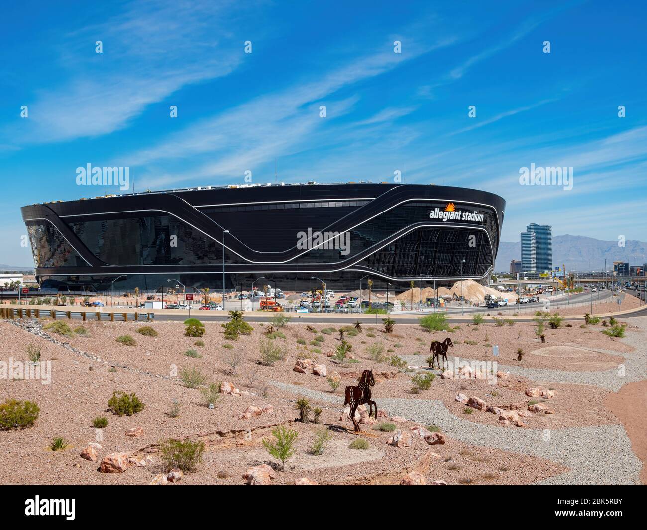 Las Vegas, APR 29, 2020 - Morning view of the almost finished Allegiant ...
