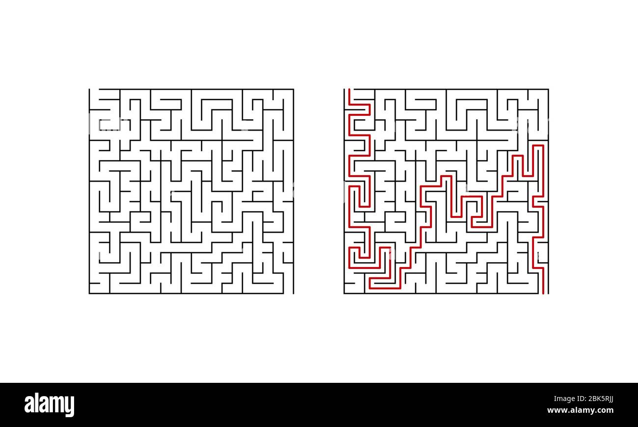 Labyrinth maze game for children. Complex puzzle with solution. Vector ...