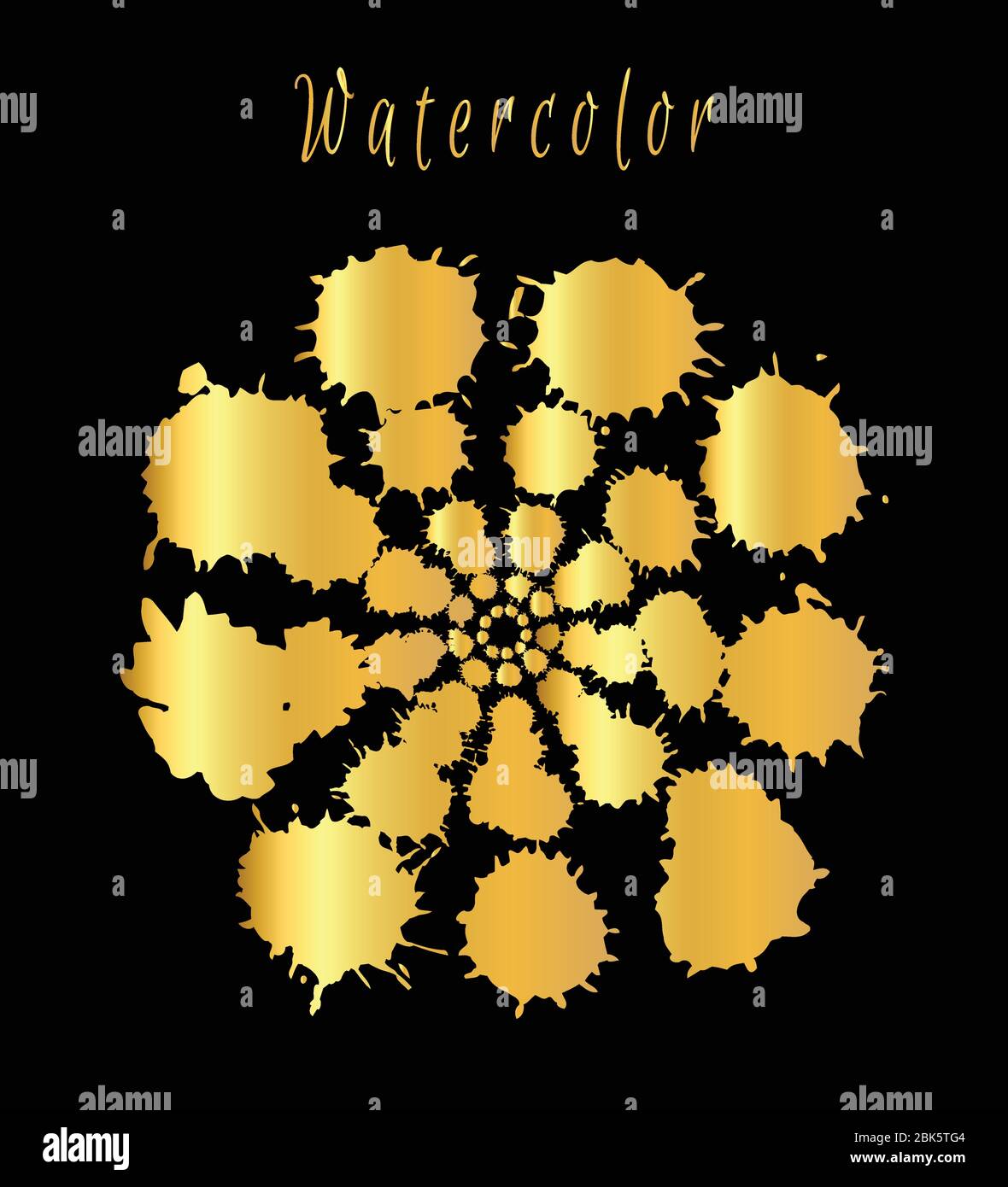 Watercolor splashes and stain texture. Vector gold illustration Stock ...