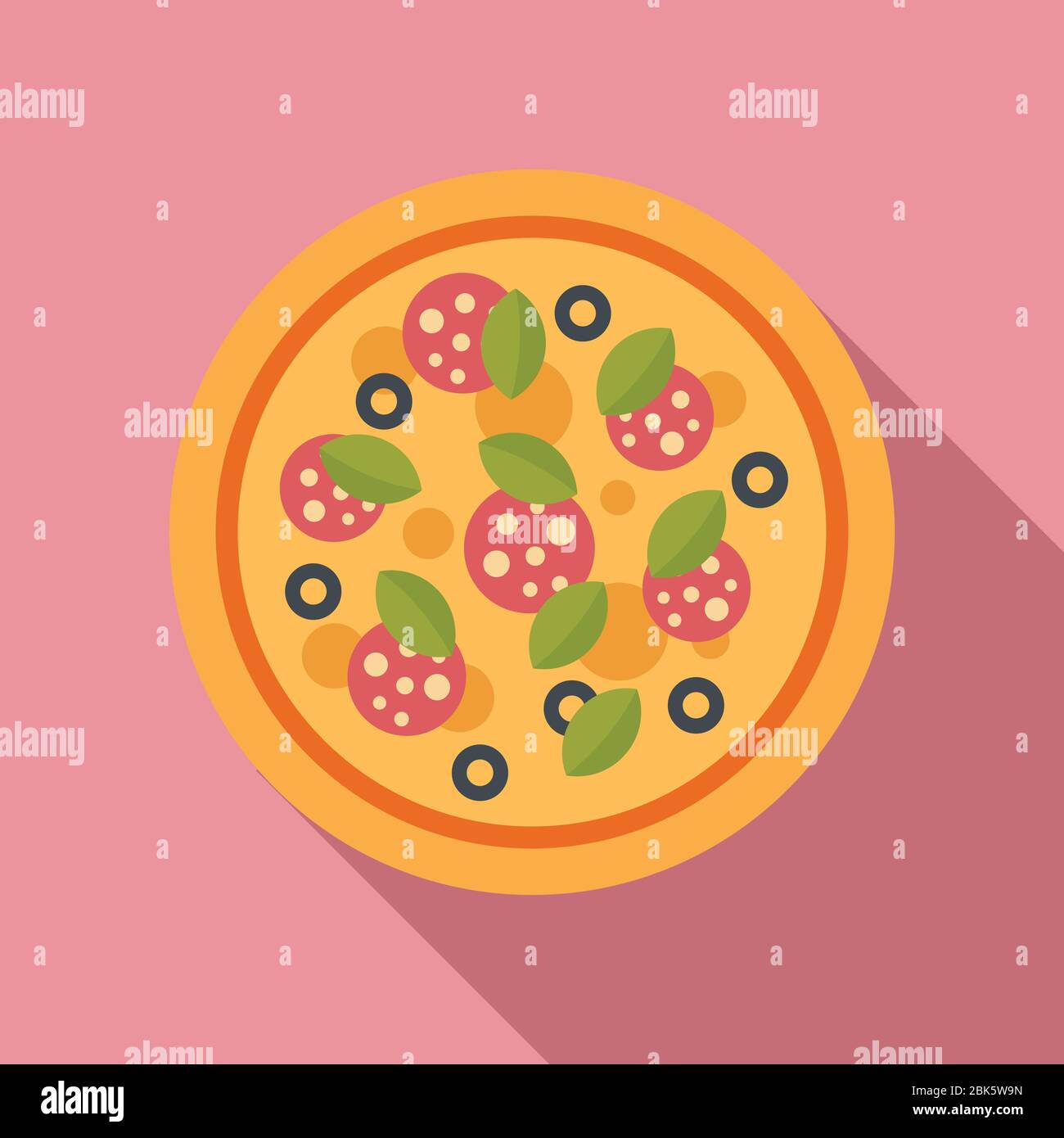 Round fresh pizza icon. Flat illustration of round fresh pizza vector ...