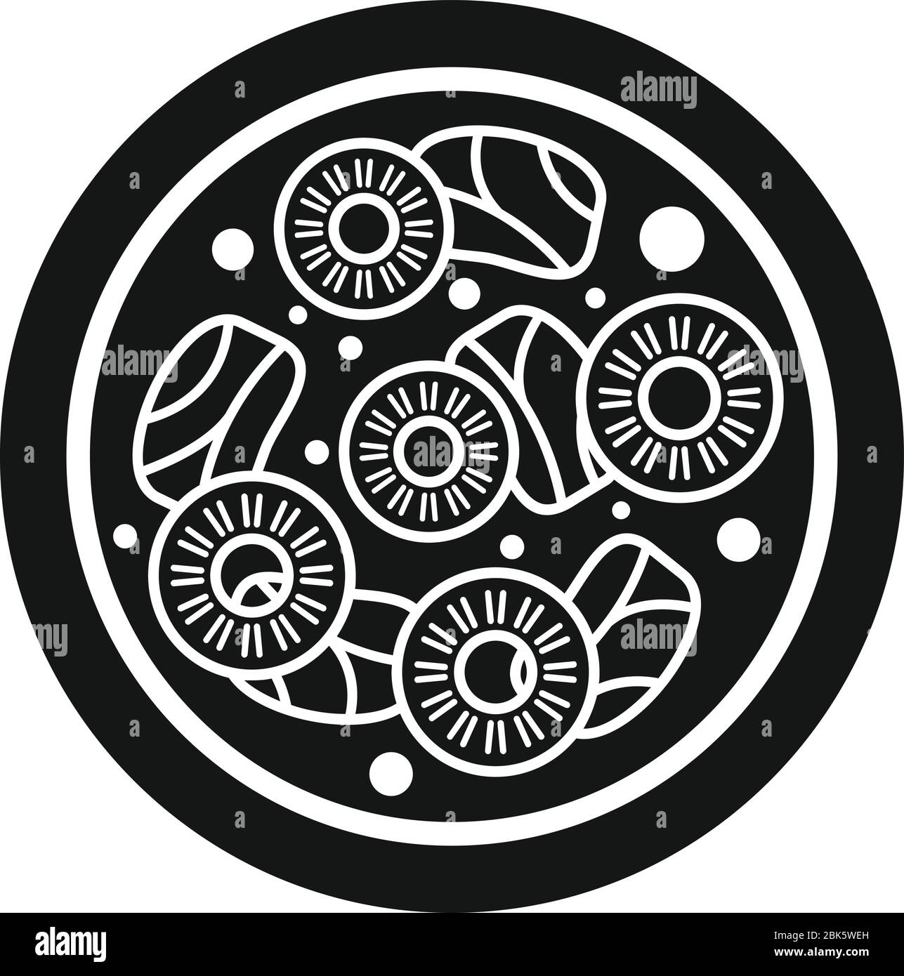 Fruit sausage pizza icon. Simple illustration of fruit sausage pizza vector icon for web design