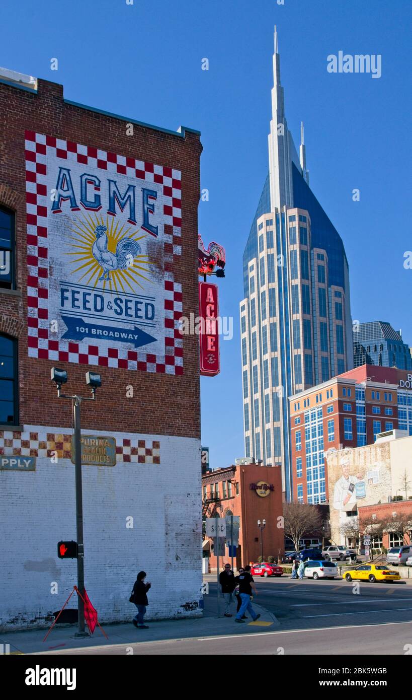 Nashville USA - 11 February 2015 - Street in downtown Nashville Stock Photo