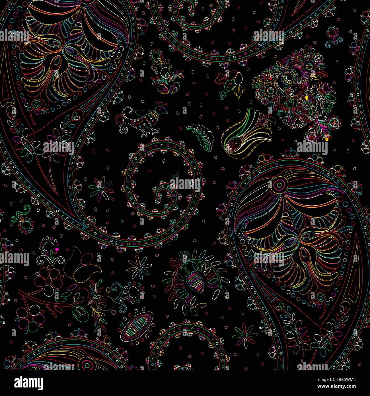 Vector paisley seamless pattern in colors Stock Vector