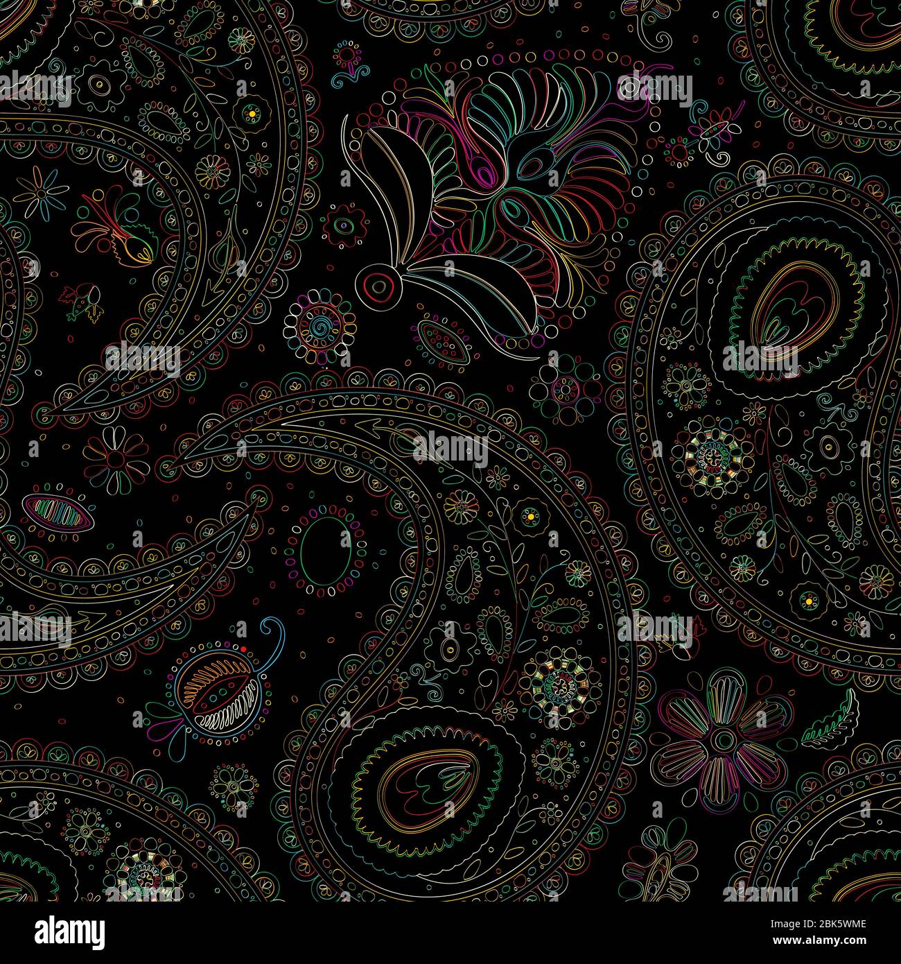 Vector paisley seamless pattern in colors Stock Vector Image & Art - Alamy