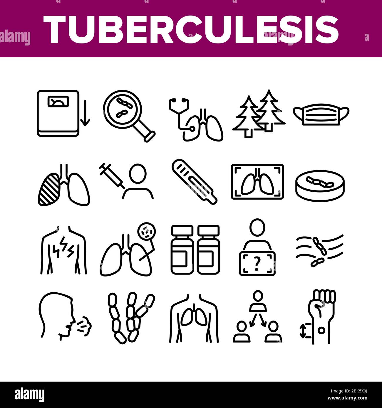 Tuberculosis Disease Collection Icons Set Vector Stock Vector Image ...