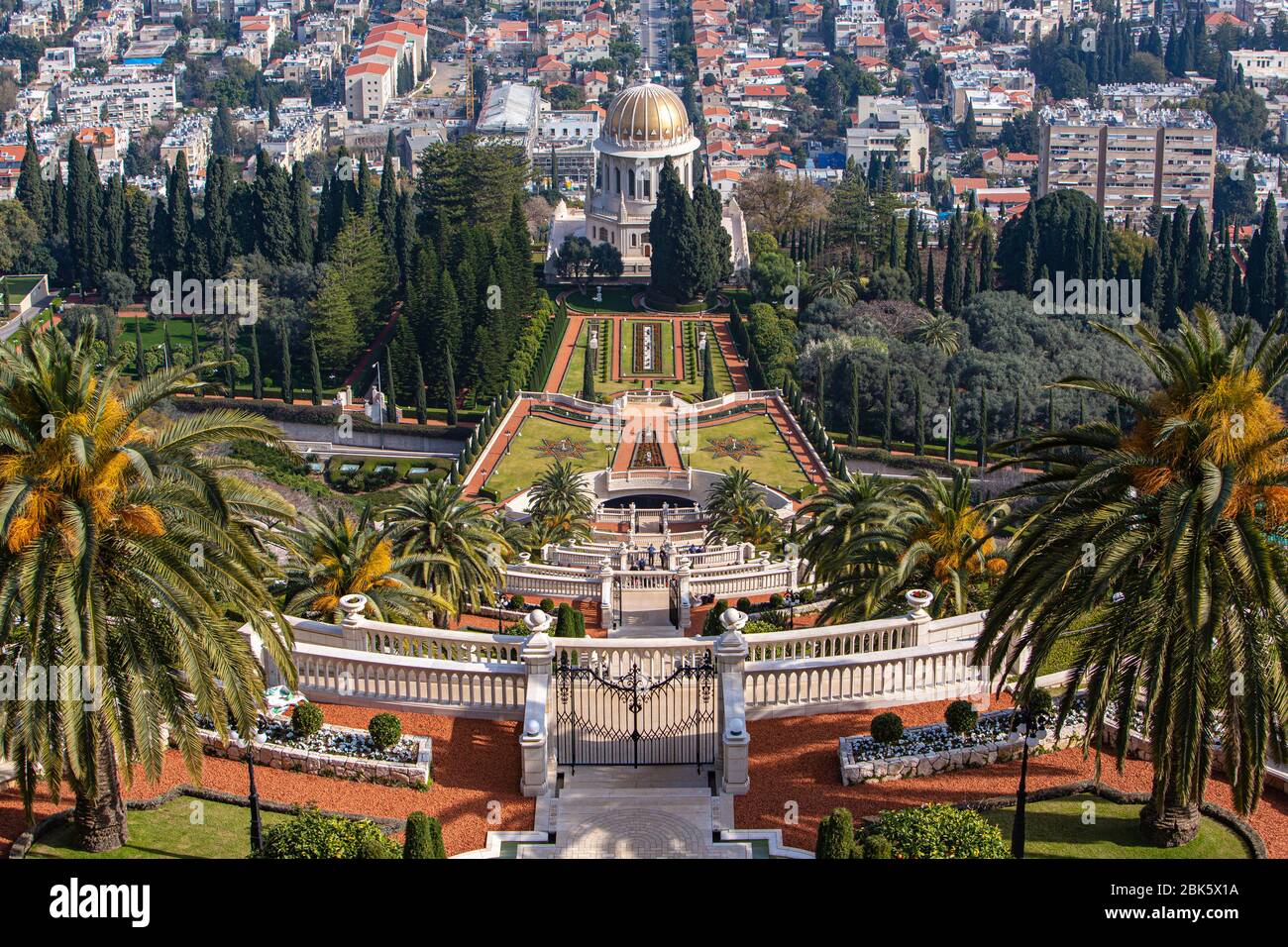 Hanging Gardens of Haifa on Mount Carmel in Haifa, Israel Stock Photo