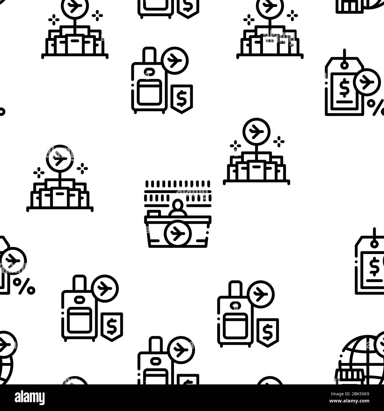 Duty Free Shop Store Seamless Pattern Vector Stock Vector
