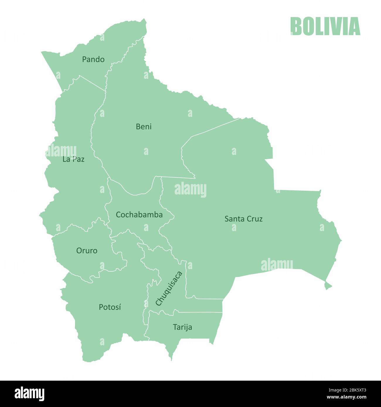 Bolivia regions map Stock Vector