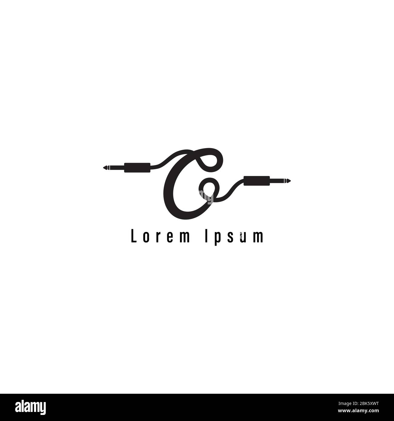 Cable Jack vector illustration forming letter C Alphabet. Audio equipment logo  design template, sound system, instrument. Black and White Stock Vector  Image & Art - Alamy