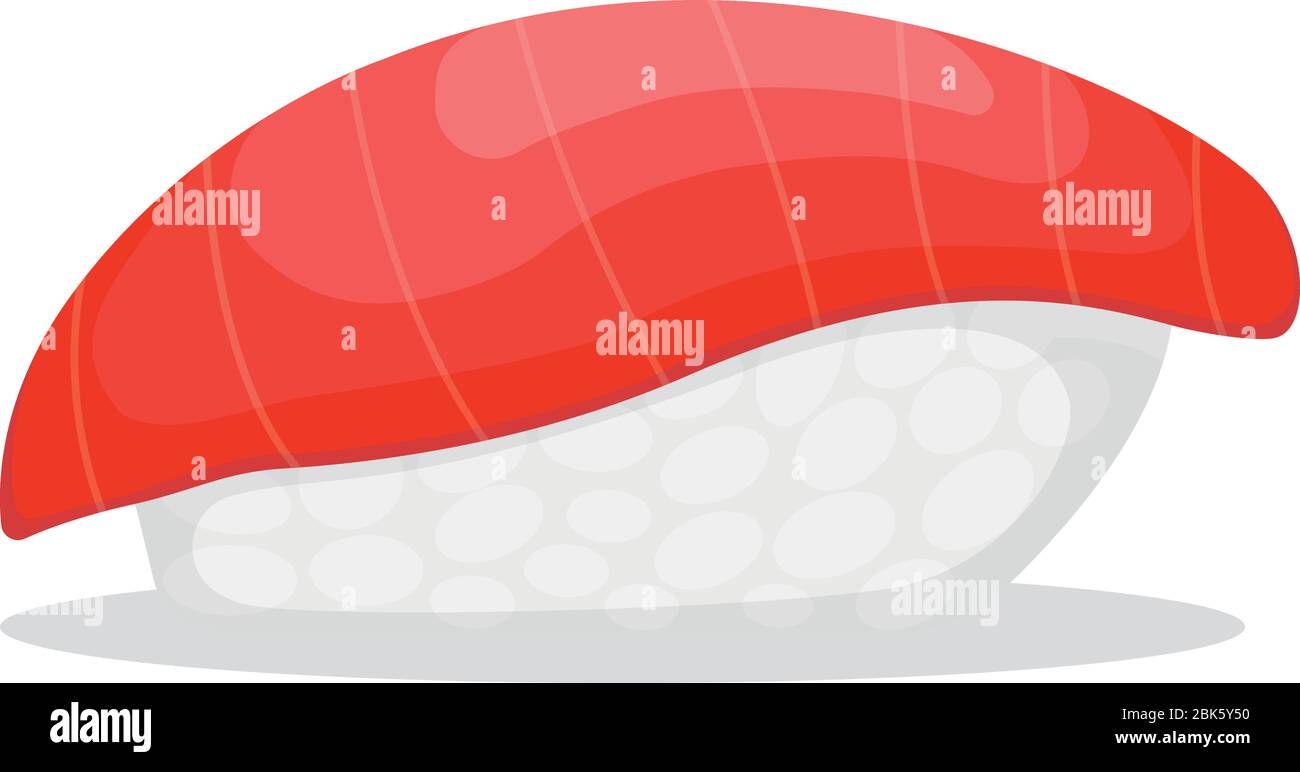 Piece fish tuna salmon with rice, fresh roll sushi isolated on white ...