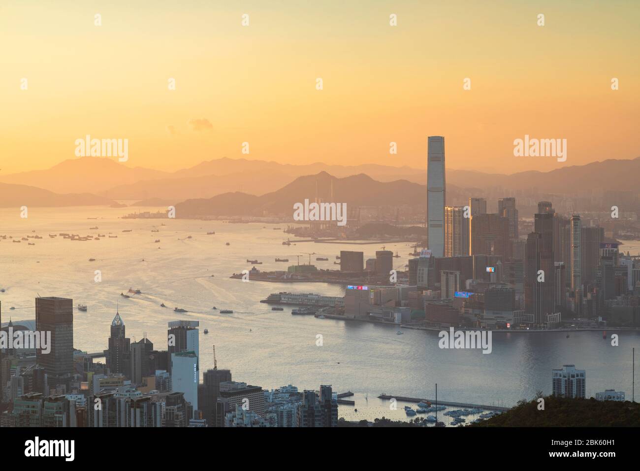Skyline of Kowloon at sunset, Hong Kong Stock Photo - Alamy