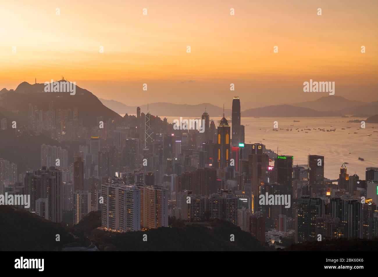 Skyline of Hong Kong Island at sunset, Hong Kong Stock Photo - Alamy