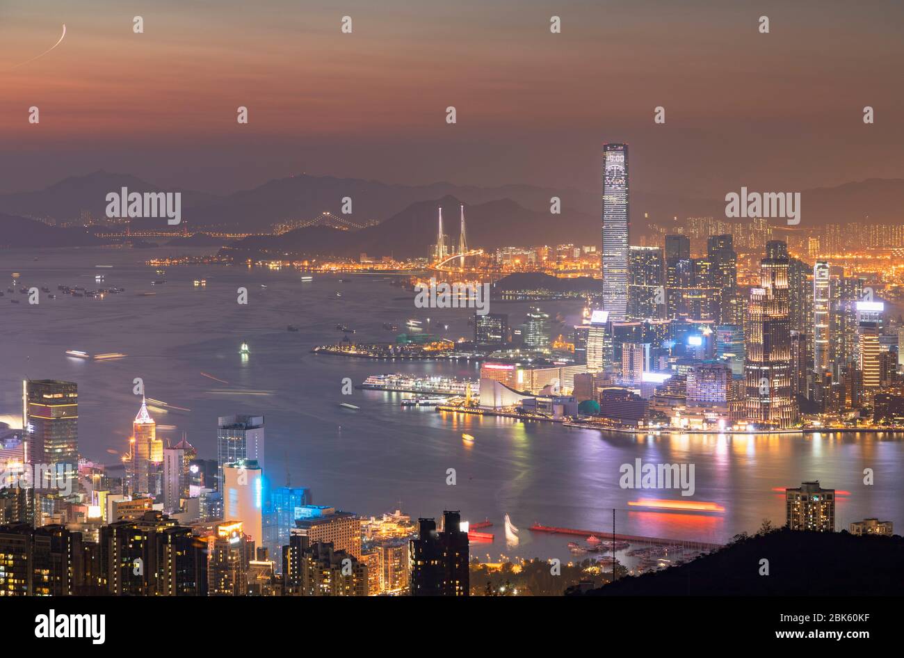 Skyline of Kowloon at sunset, Hong Kong Stock Photo - Alamy
