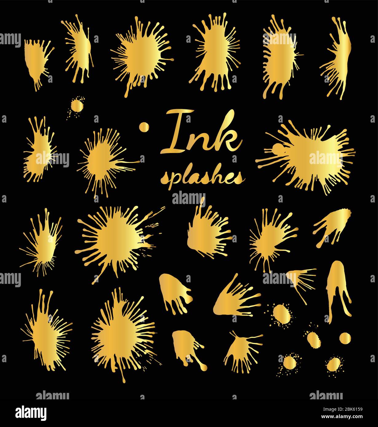 Colorful splashes blots stains set. Vector art illustration Stock Vector