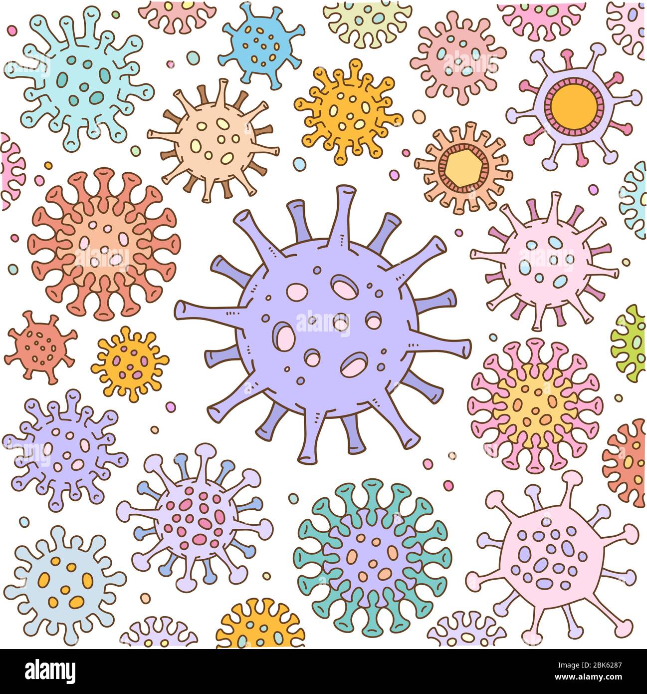 Set of flu and corona virus vector cartoon illustration elements ...