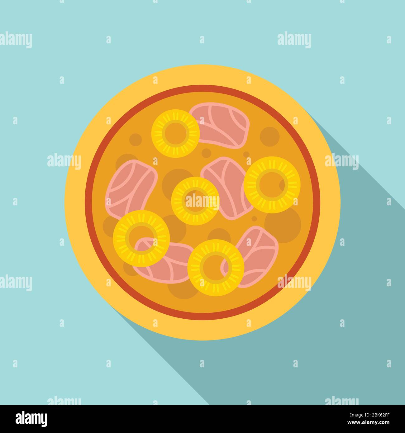 Fruit sausage pizza icon. Flat illustration of fruit sausage pizza vector icon for web design