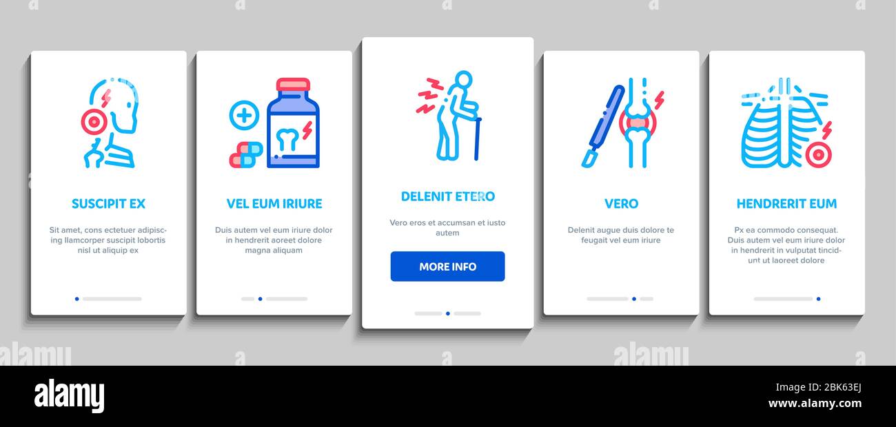Arthritis Disease Onboarding Elements Icons Set Vector Stock Vector