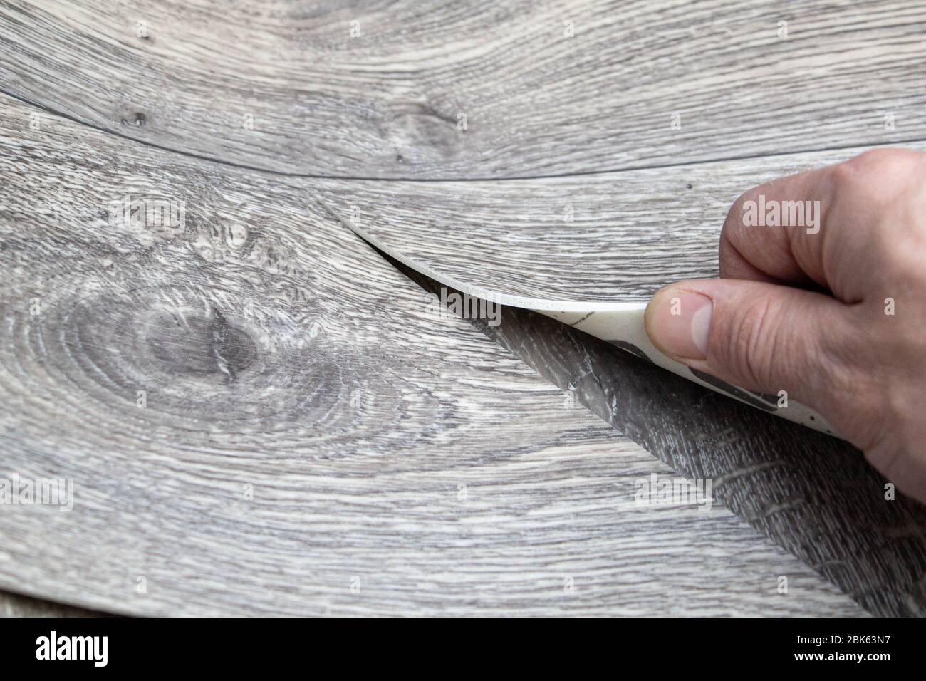 Roll of linoleum with a wood texture. Linoleum cutting. Floor coverings