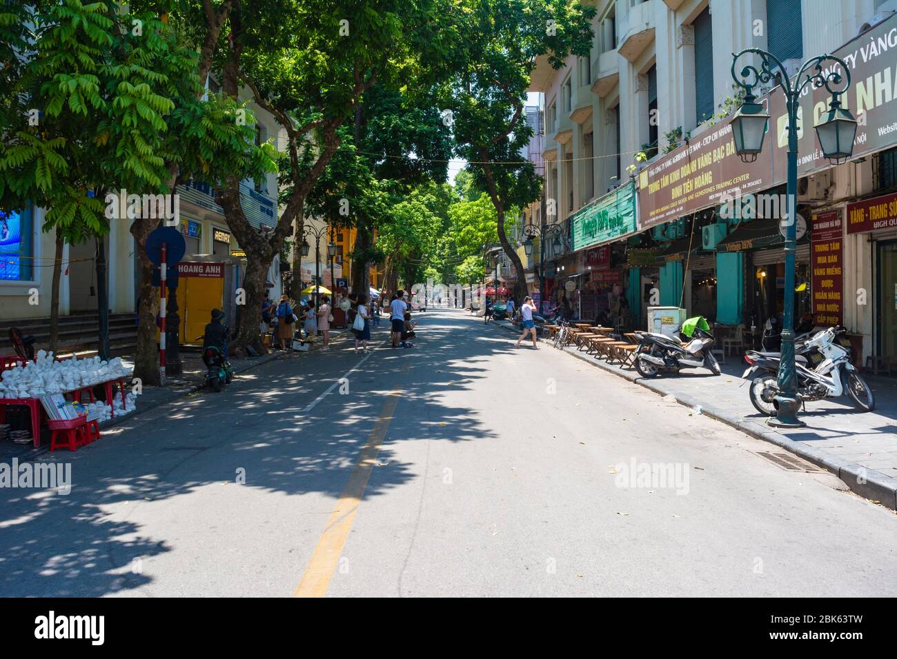 Deserted/empty streets in Hanoi, due to fear of corona virus pandemic. WHO suggests social distancing or staying at home to reduce the contagion rate. Stock Photo