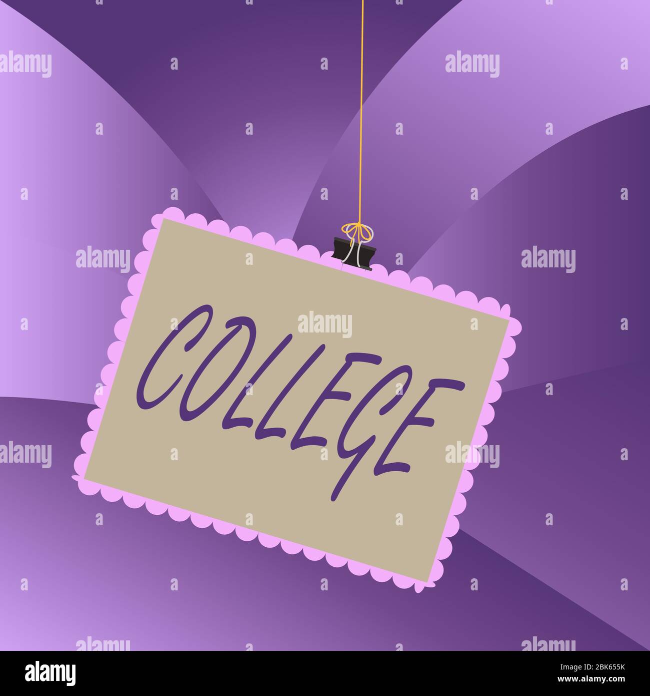 Handwriting text College. Conceptual photo educational institution or establishment providing higher education Stamp stuck binder clip paper clips squ Stock Photo