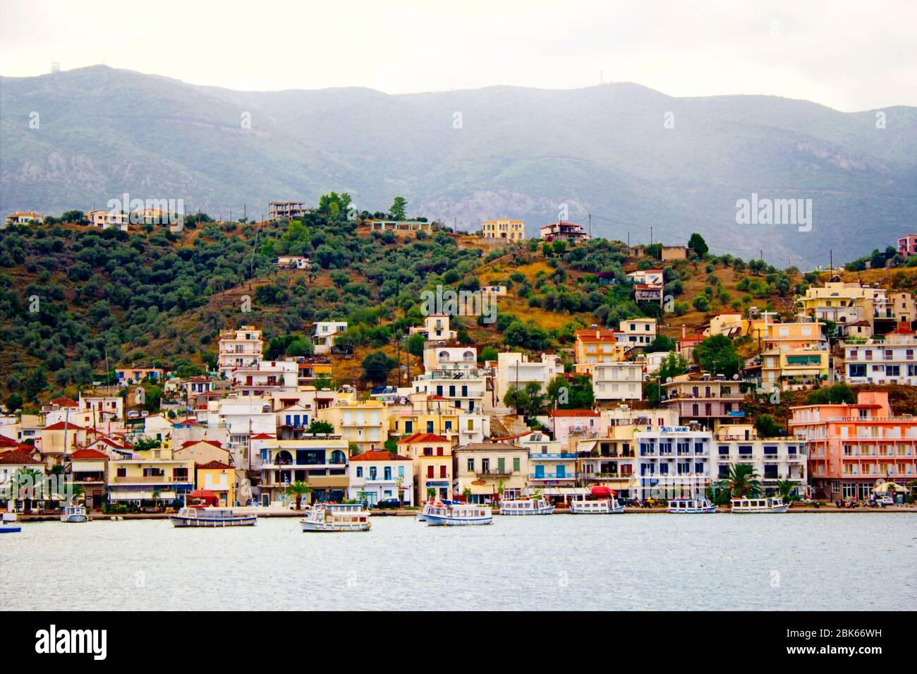 The town of Poros, Poros island, Saronic Gulf, Greece. Stock Photo