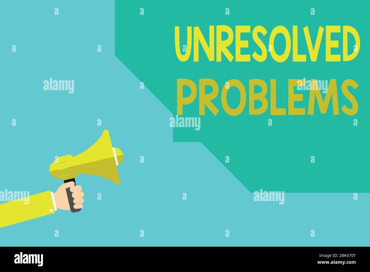 Writing note showing Unresolved Problems. Business concept for those Queries no one can answer Unanswerable Questions Hu analysis Hand Hold Megaphone Stock Photo