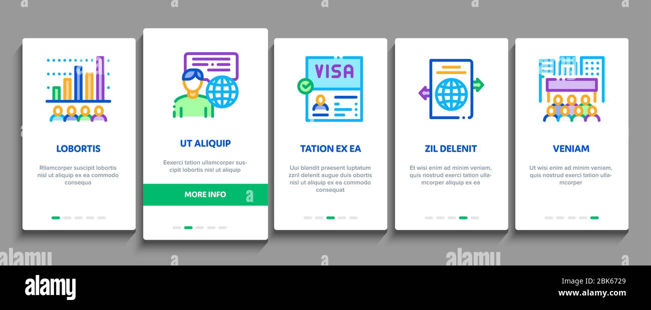Immigration Refugee Onboarding Elements Icons Set Vector Stock Vector