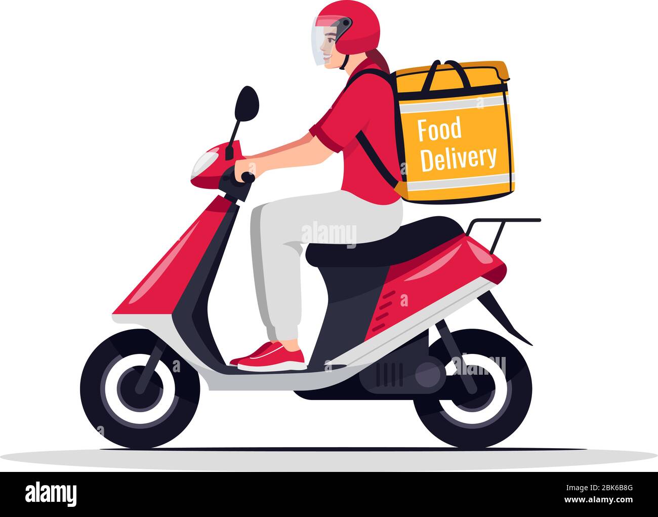 Food delivery service semi flat RGB color vector illustration Stock Vector