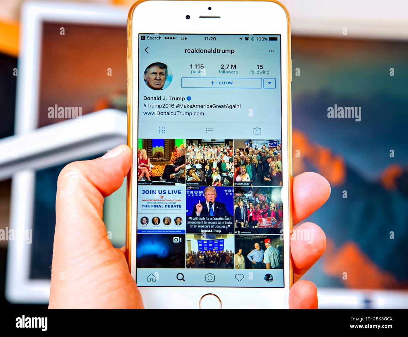WROCLAW. POLAND- 20, October, 2016: Donald Trump's Instagram account shown on Iphone 6 plus, Stock Photo