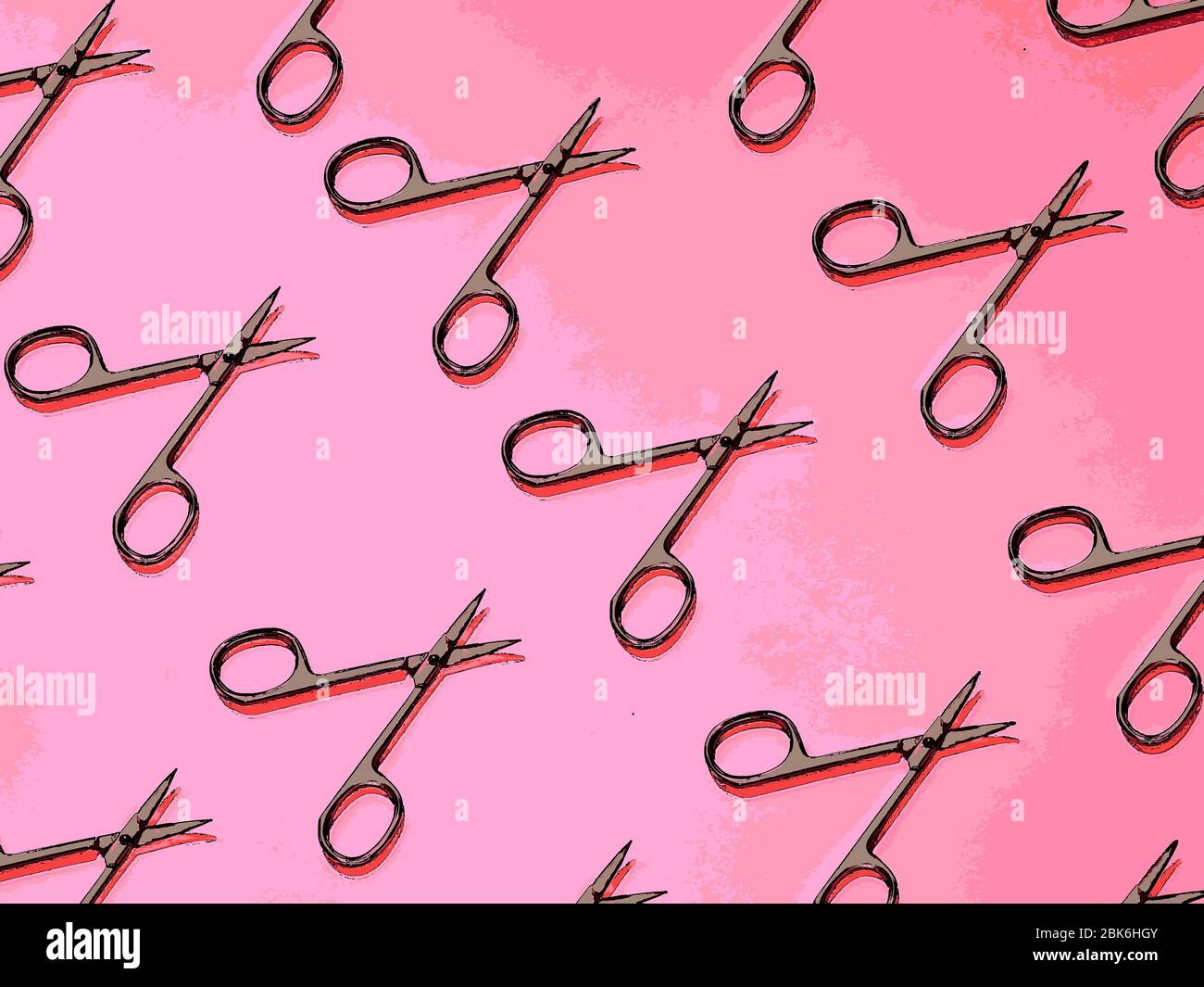 Drawing of nails scissors pattern on pink background Stock Photo - Alamy