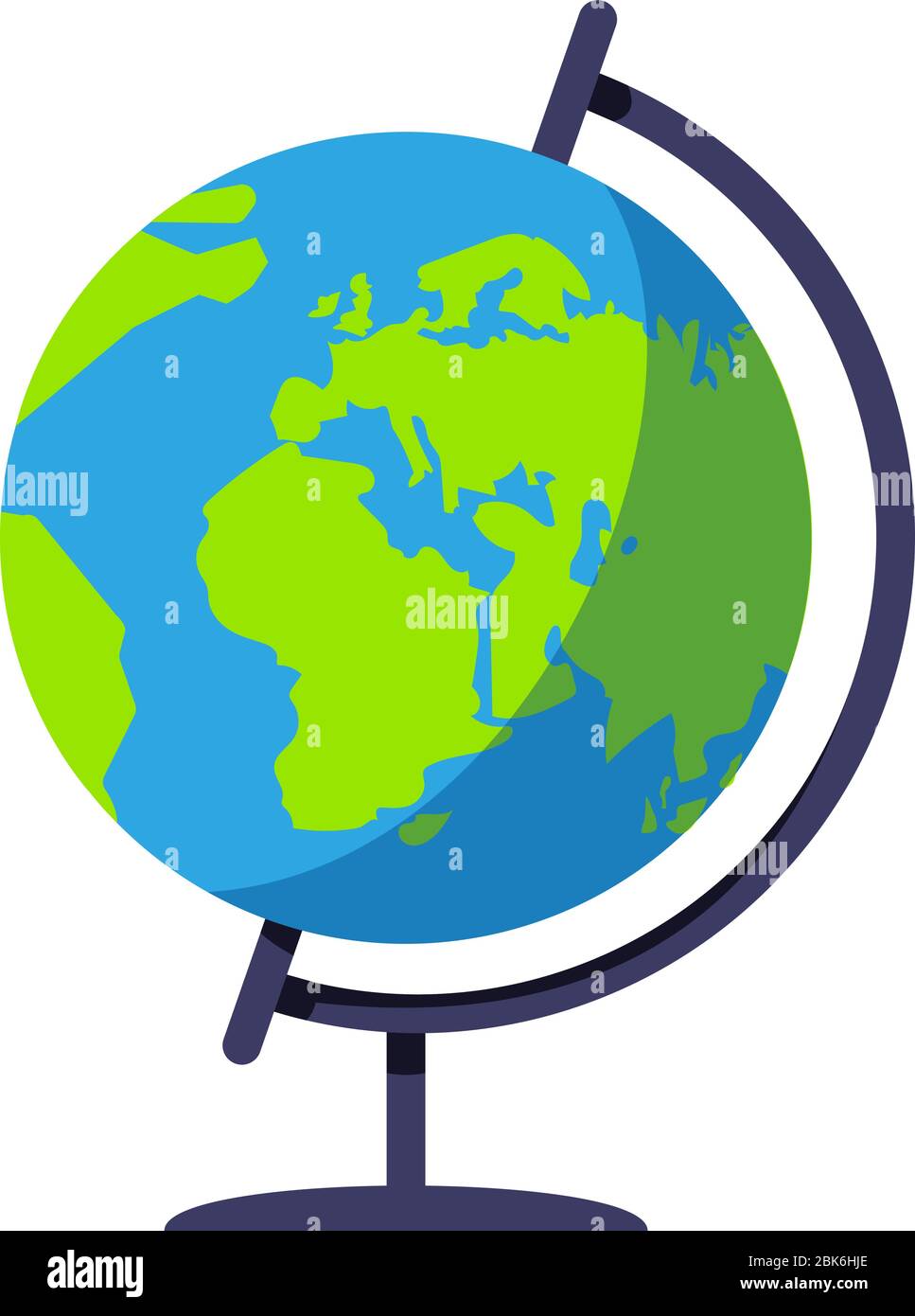 School globe semi flat RGB color vector illustration Stock Vector