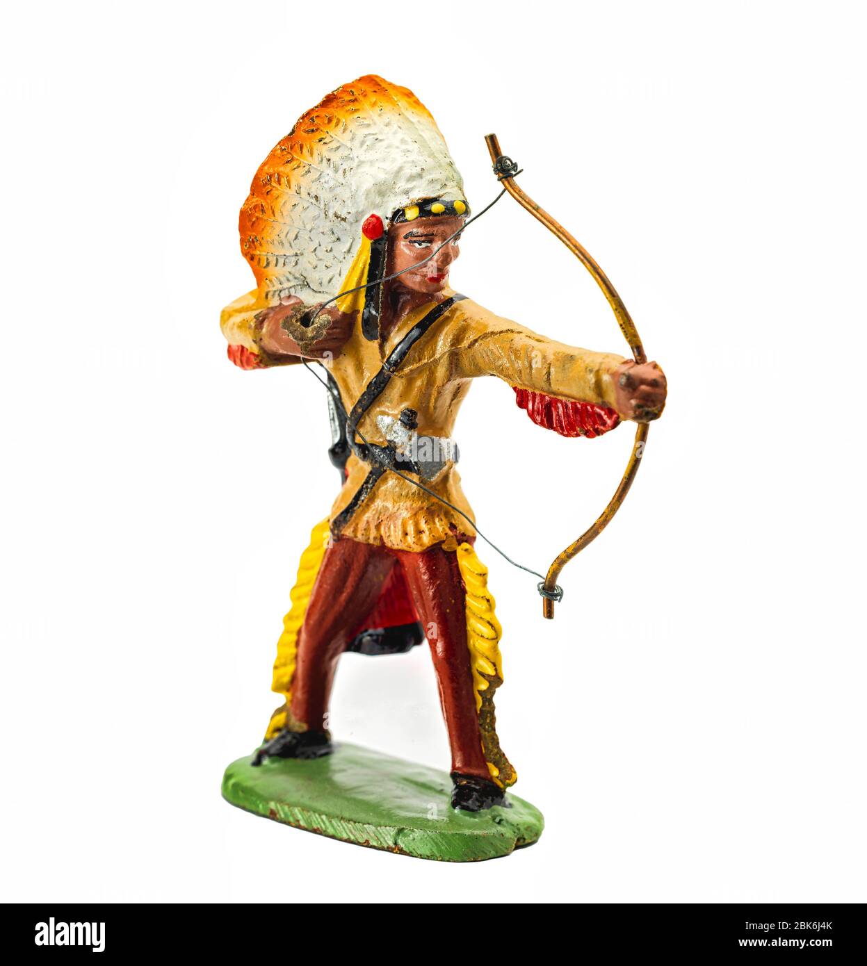 Toy Native red Indian with a longbow Stock Photo