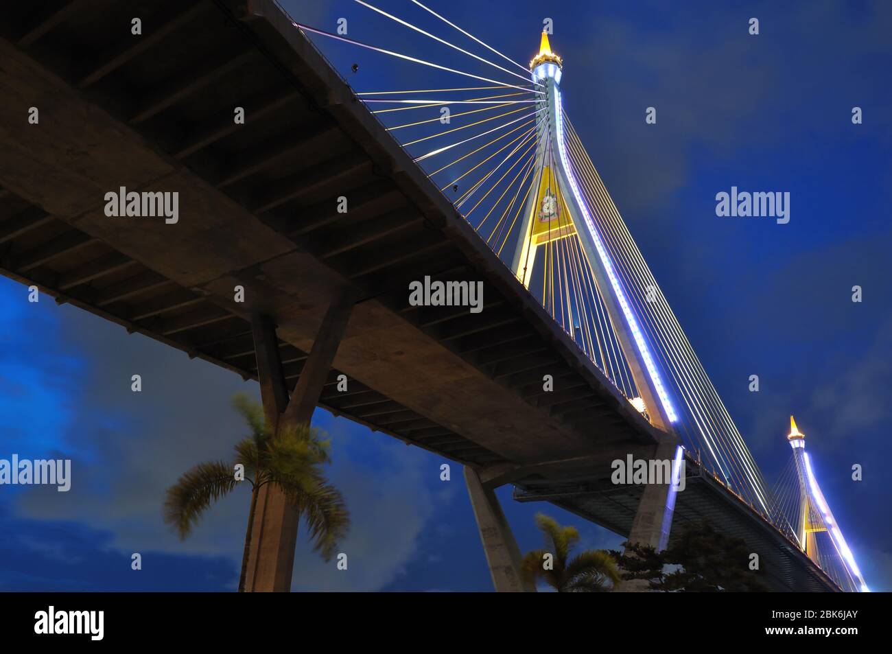 Highway bridge with king rama9 symbol in twilight Stock Photo - Alamy