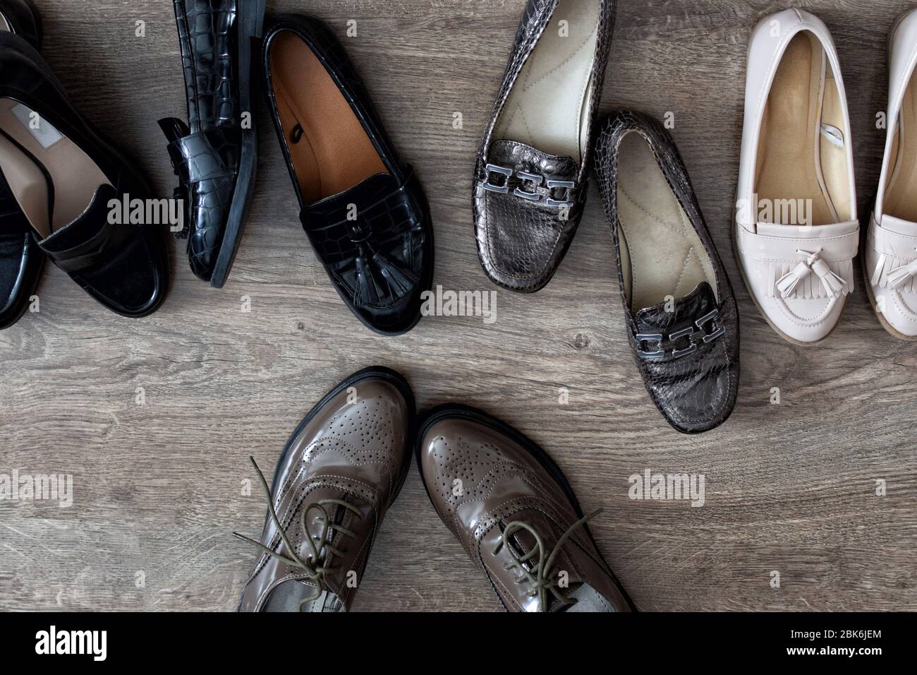 Loafers shoes retro style stand on the wooden floor Stock Photo - Alamy