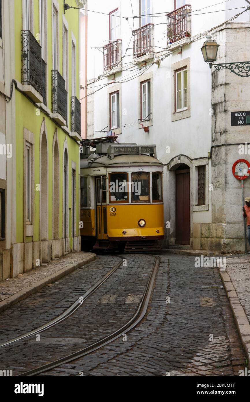 Narrow street in lisbon hi-res stock photography and images - Alamy