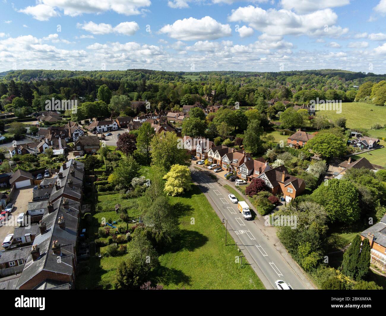 Aerial view of Wonersh village Surrey UK Stock Photo Alamy